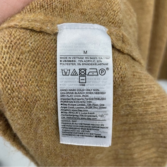 Gap Fair Isle mini Sweater knit Dress, tan gray white Sz M mock neck long sleeve - Picture 5 of 8